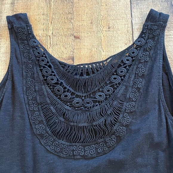 torrid Tops - Torrid Black Tank Top Back Crochet Cotton L/12/0 Boho Summer Modal